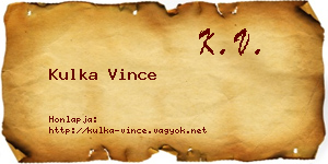 Kulka Vince névjegykártya